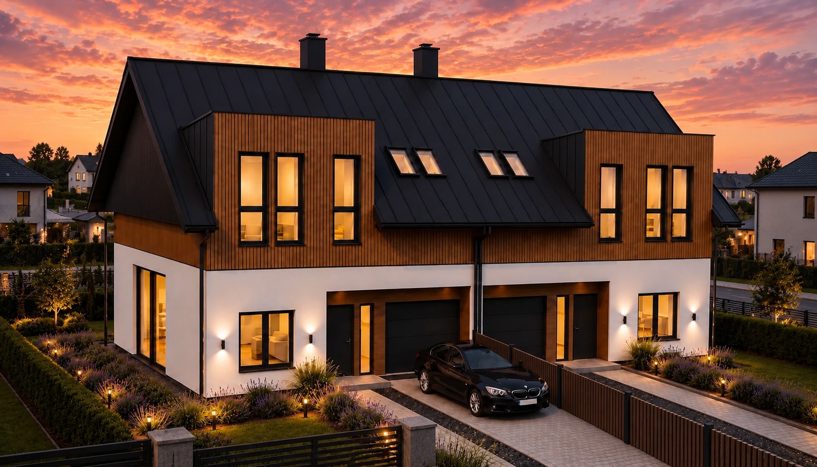 Aura House — widok domu od frontu, wizualizacja 3